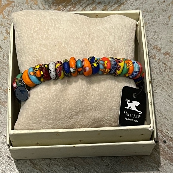 NWT Dell Arte by Jean Claude Multicolored Krobo Beaded Stretch Bracelet - Picture 6 of 6